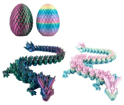 GWAWG Drachenei mit Drache, 2 Stück Drachenei, 3D Gedruckter Drache, Heimdekoration Executive Schreibtisch Spielzeug, für Autismus ADHD Kinder Erwachsene