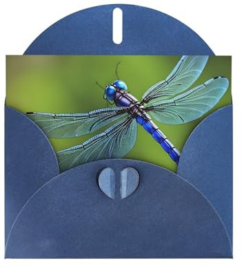 Blue BROLEO Ink Libellen-Druck-Grußkarte für Weihnachten, Geburtstag, Valentinstag, Hochzeitstag und Party-Einladungen