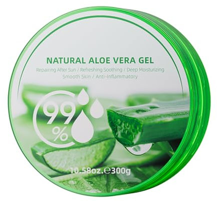 Aloe Vera Gel 300g, Gesicht Aloe Vera Creme, Feuchtigkeitscreme für Gesicht und Körper, Dry Skin, Sensitive Skin, Sonnenschutz und Selbstbräuner, Natürliches Gel für Gesicht, Körper und Haare
