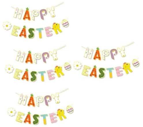 ifundom 8sätze Happy Easter Banner Ostern Dekoration Hängende Wimpelkette Für Frühlingsfeiern Kreative Mit Osterhasen Für Zuhause Und Partys