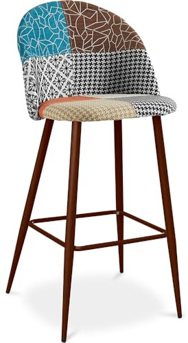 Iconik Interior Patchwork Style Tabouret Rembourré en Patchwork - Style Scandinave - Patty Multicolore