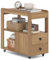 COSTWAY Druckertisch mit Rollen, Rollcontainer mit 2 Schubladen & Ablagen, Druckerständer für Schreibtisch, Beistellwagen Bürocontainer schmal für Zuhause & Büro, 65 x 30 x 62 cm (Natur)