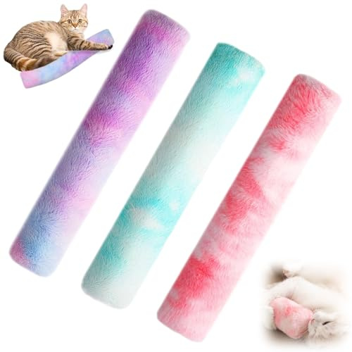 Bangbobi 3 Cuscini con Erba gatta, Giocattoli interattivi per Gatti per intrattenersi da Soli - Morbidi Cuscini con Erba gatta (Rosa + Verde + Multicolore)