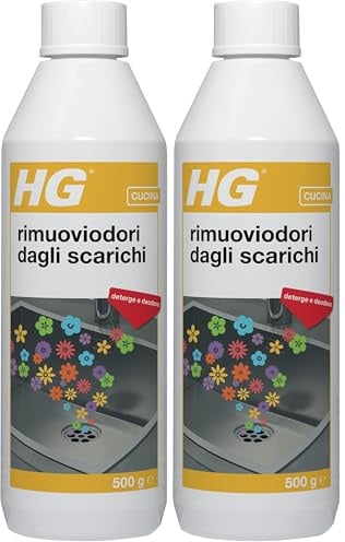HG Rimuoviodori Dagli Scarichi - Deodorante Neutralizzatore di Cattivi Odori per Ambienti con Formula Naturale e Sicura - 500 g (Confezione da 2)