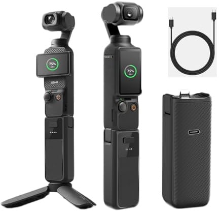 OSMO Pocket 3 Poignée de batterie 2800 mAh pour DJI Osmo Pocket 3, poignées de batterie d'appareil photo, support de charge, affichage LED, filetage trépied 1/4, accessoires de chargeur léger (85 g)