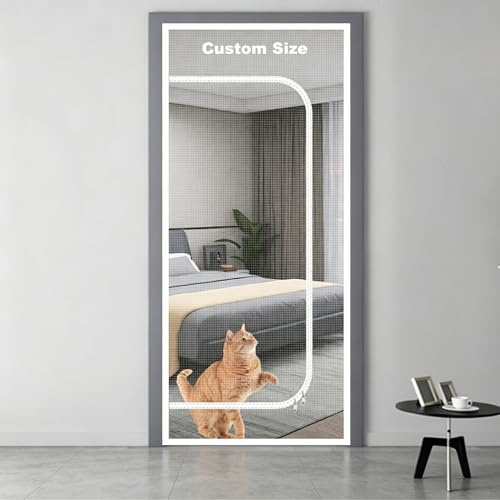 Porte pour Chats Moustiquaire sur Mesure,Rideau Moustiquaire pour Insectes | Rideau de Porte pour Chats avec Fermeture Éclair, Empêche les Chiens et les Chats de Sortir
