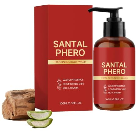 Sandalwood Body Wash, Mild Non-Hormonal Gentle Skin Cleanser, Long Lasting Woody Fragrance Hydrating Shower Gel Daily Travel Size, For Work Dating Gym Travel Use (1PC)