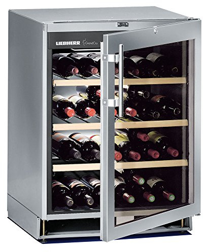 Cave à vin encastrable de service Liebherr UWKES1752-21 - Cave de service- Capacité : 46 bouteilles - Air brassé - humide - Acier inox - Porte Vitrée - 3 clayettes Bois - classe A