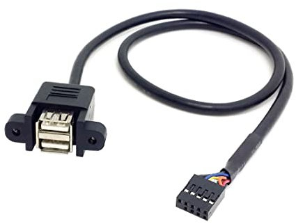 ChenYang Cable con 2 conectores USB 2.0 A hembra a cabezal de 9 pines de placa base, con orificios para atornillar, 50 cm