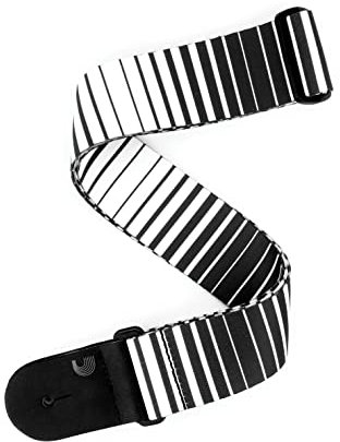 D'Addario P20S1508 Rock Stripes Gitarrengurt, weiß/schwarz