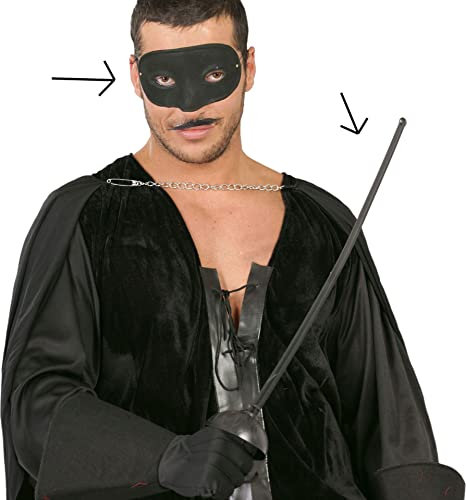 Guirca Set mascherina e spada fioretto Zorro carnevale adulto 16328