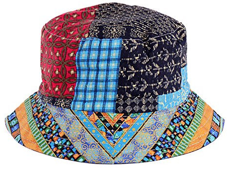 Be Your Own Style Byos Unisex-Hut, trendig, wendbar, leicht, Bedruckt, verstaubar, Outdoor, Hippie Patch Multi Blau, Einheitsgröße