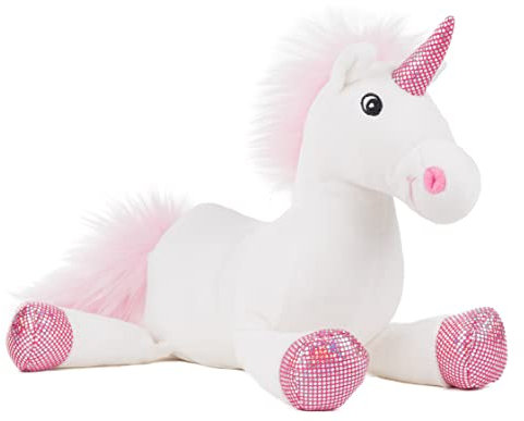 Schaffer 5522 Kuscheltier Einhorn Shiny M, 29 cm, weiß-rosa