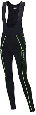 Airtracks Herren Winter Thermo Fahrradhose Lang mit Trägern Pro Trägerhose Fahrrad Hose Radhose Radlerhose Gepolstert Warm - schwarz-neon - M