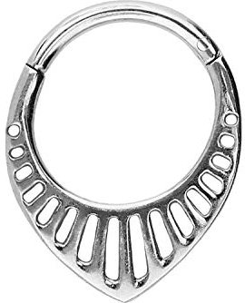 PIERCINGLINE Chirurgenstahl Segmentring Clicker Design Piercing Septum Tragus Helix silberfarben