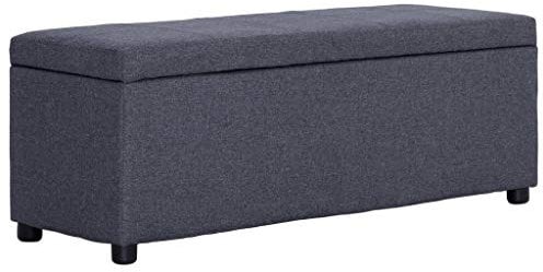 vidaXL Bank mit Staufach Sitzbank Sitzhocker Sitztruhe Flurbank Truhenbank Aufbewahrungsbox Truhe Spielzeugkiste Polsterbank 116cm Dunkelgrau Polyester