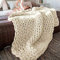 Gestrickte Decke Grob Kuscheldecke Grobstrick Wolldecke Strickdecke Tagesdecke Überwurf Decke Zuhause Dekor Geschenk (Beige,120x180cm)