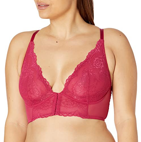 Gossard Women's Superboost Lace Deep V Longline Underwire Bralet- Plunge Effect, Pink (Vivacious), 32D, 1 Piece