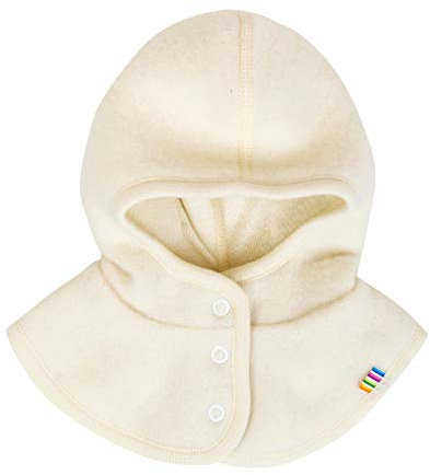 Joha Kinder Baby Schalmütze knöpfbar, Balaclava, 100% Merino-Wolle Nature-50 cm