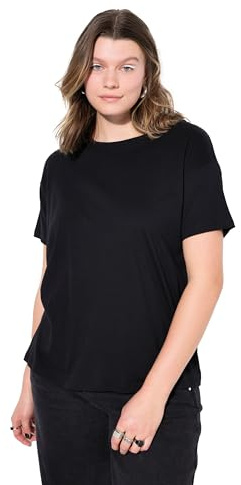 Studio Untold Damen große Größen Übergrößen Plus Size Basic-Shirt, Relaxed, überschnittene Schultern schwarz 46+ 724899100-46+