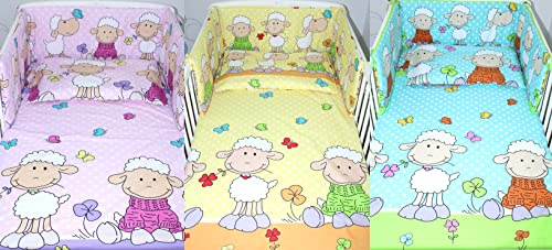 Primawela Baby Bettwäsche - Schäfchen- Kinderbettwäsche Babybettwäsche mit Kissenbezug Baumwolle (Gelb, 90 x 120 cm)