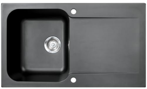 Essebagno Lisse fregadero reversible 1 cubeta 1 escurridor en resina negra