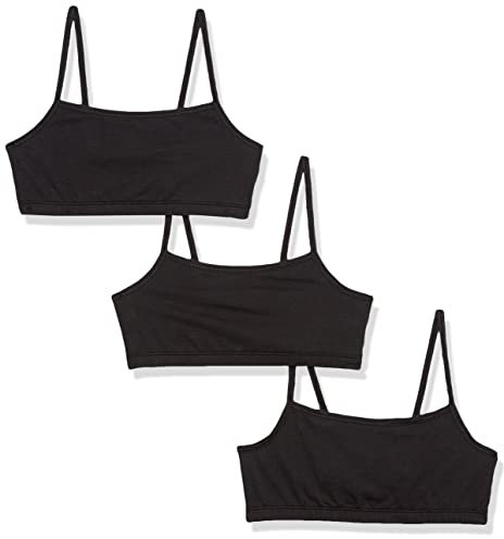 Hanes Women's Bralette, Breathable Pullover Bra, Crop Top, Solid Or Assorted, 3-Pack, Opaque, Black/Black/Black, M (Pack of 3)
