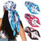 CHLINS Quadratisches Satin-Haarschal, Bandana, 3 Stück, große Seidenkopftücher, leichtes Satin-Haar-Halstuch, Schlaf-Haarwickel, Blau + Rose + Schwarz, 90*90 cm / 35*35 inches