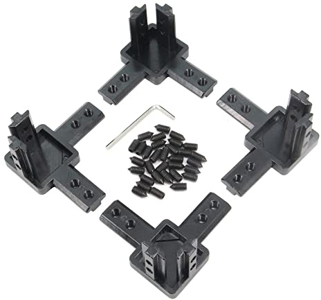 Zeberoxyz 4 Stück schwarze 3-Wege-Eckhalterung der Serie 4040 mit M6-Schrauben für 8mm-Schlitz-T-Form-Aluminium-Extrusionsprofilzubehör (der Serie 4040)