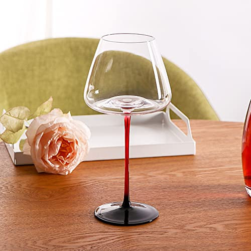 HALAWAKA Wine Decanter - 100% Lead-Free U Shaped Crystal Glass Wine Carafe Hand-Blown Black-Red Red Wine Decanter Carafe