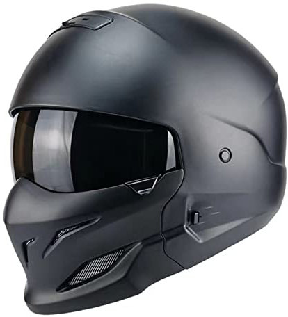 Woljay Modular Helmets Open Face Full face Motorcycle Helmet for Unisex-Adult Scooter Street Bike Cruiser DOT Approved (Matte Black,Large)