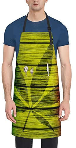 AOOEDM Unisex Latzschürze Holz Rasta FlagLeaf Wasserdichte Küchenkochschürze mit 2 Taschen