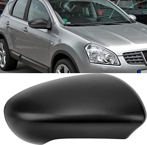 Tefola Mirror Cover Cap, Door Rear View Mirror Cover Left Right Side ABS Black Door Wing Mirror Cover Cap Replacement for Nissan Qashqai J10 2007‑2014(Right)
