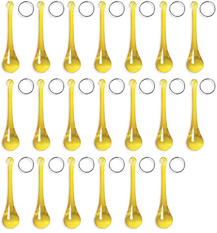 LONGWIN 20 Stück Kristall-Tropfen-Anhänger Kronleuchter Teile Hochzeit Dekoration Weihnachtsbaum Dekoration (gelb)