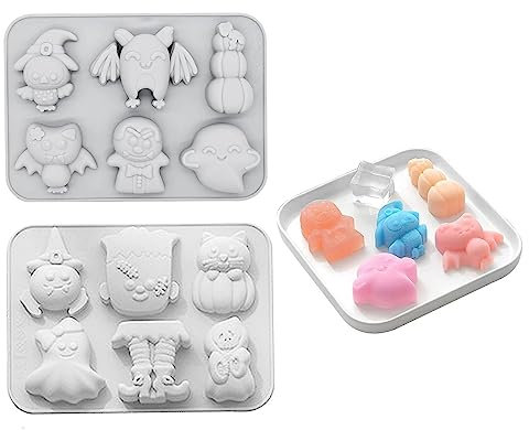 Maskworld Silikonformen Set Süße Monster für Eiswürfel & Backen - Motiv-Back & Eis-Form - Dekoration, Halloween, Karneval & Motto-Party - 2er Pack