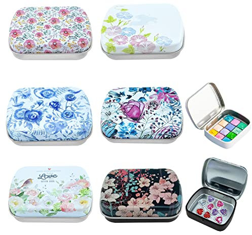 Auswalar 6 PCS Mini Metal with Lid Portable Storage Box,for Items,Earplugs, Pills, Tiny Bead, Nail, Jewelry Findings