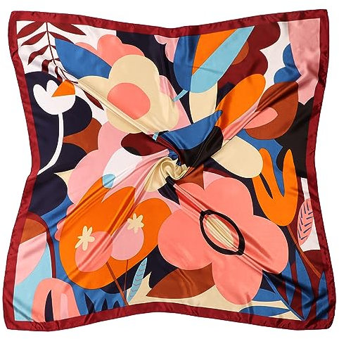 DRESHOW 90x90cm Große Quadratische Schals für Damen Seide Kopftuch Bandanas Haartuch Halstuch Haarschmuck