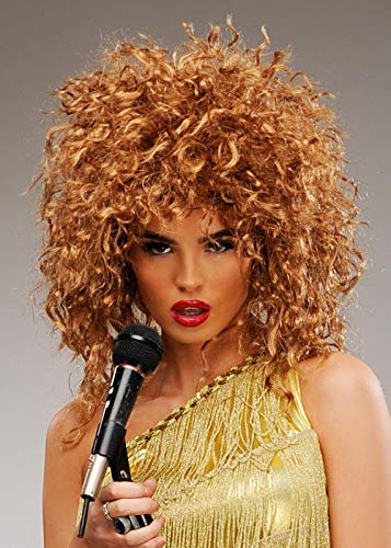 Womens Tina Turner Style Brown 80s Rock Star Wig