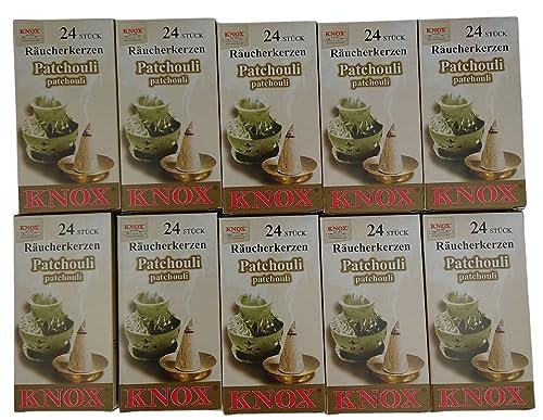 Sparpack Knox Räucherkerzen 10x Patchouli Größe M Räucherkegel 013290