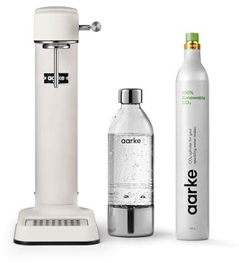 Aarke Carbonator 3 Wassersprudler, Mattweiß Finish + Aarke 60L CO2-Zylinder, 100% erneuerbares CO2