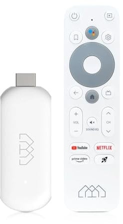 AB-COM Homatics Stick HD Media Player mit Fernbedienung Media-Streaming-Client Android TV 11 32GB, 1GB RAM Bluetooth 5.0 Unterstützt AV1 und Chromecast