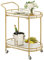 unipaws Bar Cart Gold, Easy Assembly Serving Bar Trolley with 2-Tier Shelves and Rotating Wheels, Multi-Purpose Serving Cart for Home Kitchen Dining and Living Room, 74 x 45 x 90 cm