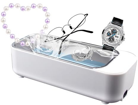Professional Ultrasonic Jewelry Cleaner,ultrasonic cleaner for Eyeglasses, Rings, Coins,Makeup brushes,Portable Low Noise Stainless Ultrasonic Cleaner for gold,Jewelry, Watches, Shaver Heads