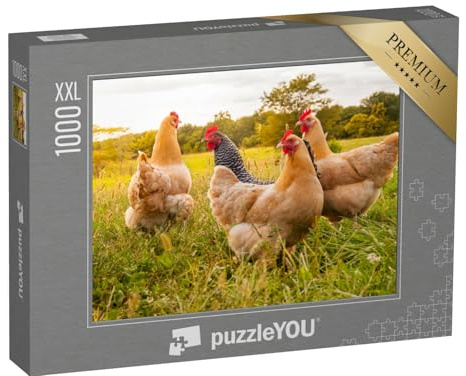Puzzle 1000 Teile XXL „Hühner auf der Wiese“ – aus der Puzzle-Kollektion Hühner & Küken, Bauernhof-Tiere