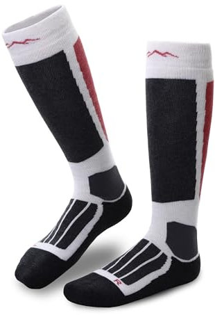gipfelsport Skisocken für Kinder, Herren und Damen - Dicke Socken aus Merinowolle, warme Merino Snowboardsocken, 1x Paar Skistrümpfe, Weiß, Größe 45-47