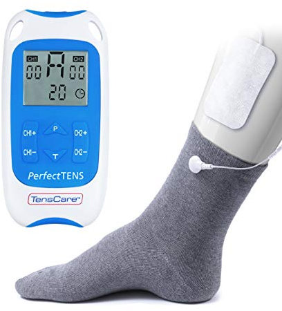 TensCare Perfect TENS Medizinisches Gerät zur Linderung von Rückenschmerzen, Arthritis, Ischias und anderen Schmerzen des Bewegungsapparates, inklusive großer Socke für Arthritis des Fußes