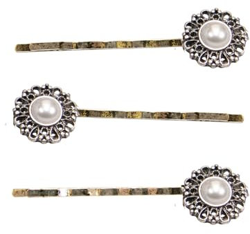 Alpenflüstern Trachten-Haarklammern Helena 3er-Set - Damen Haarschmuck rutschfest, Haarpins fürs Dirndl (creme-weiß) ADV147