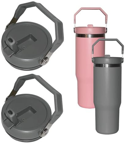 2PCS Replacement 20oz And 30oz Flip Tumbler Lid With Straw - Fit For Stanley 20oz And 30oz IceFlow Flip, Adventure Quencher 2.0 Tumbler (20 to 30 oz STRAW LID Gray)
