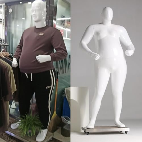 Manichino Manichino Uomo di Grandi Dimensioni con Ruote, Manichini Modello Fittizio Realistici per Tutto Il Corpo, Supporto per Manichino Uomo Taglie Forti per Esposizione di Vestiti