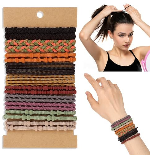 Boho Elastische Haargummi Damen 20 Stück Geflochtener Scrunchies, Haargummis Armband, Boho Haargummis Hair Tie Zopfhalter Kein Schaden Haarbänder Armbänder Für Frauen Mädchen Langes Haar